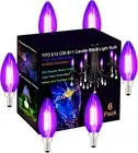 6 Pack E12 B11 Filament LED Candle Black Light Bulbs, UVA 395Nm 4.5W Candelabra
