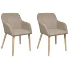 vidaXL Dining Chairs 2 pcs Beige Fabric and Solid Oak Wood HEE