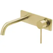 Phoenix Tapware Vivid Slimline Wall Bath Set 180mm Curved (Brushed Gold)