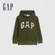 Gap 男童裝 Logo刷毛連帽外套 碳素軟磨系列-軍綠色(663912)