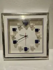 Centuries Clayworks CARLOS SILVA 14" MINIATURE TEACUPS QUARTZ CLOCK Signed NEW!