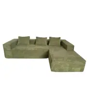 Design Square Modern Fabric L-Shape Modular Lounge Sofa Couch - Green