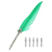 26.5cm/10.4" Calligraphy Feather Quill Pen for Calligraphy, Pure Green