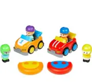 Amazon Basics Cartoon Race Car Toys, 2 Pack, Red/Yellow