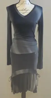 CLASS by ROBERTO CAVALLI Gray Abstract Print Knit Top & Skirt Set BNWT