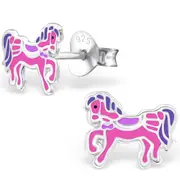 Children's Silver Pony Stud Earrings