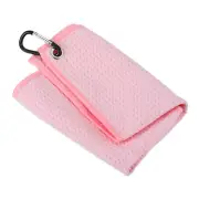 12"x12" Golf Towels Tri-Fold Waffle Pattern Towels with D Clip Pink