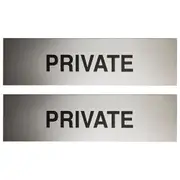 2x Sandleford 20cm Metal Private Sign Self Adhesive Work/Business Signage Silver