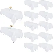 12 Pack White Table Cloth 60 x 102 Inch Rectangular Tablecloths for 6 Foot Rectangle Tables, Wrinkle Resistant White Tablecloth Washable Polyester Fabric Table Covers for Buffet Wedding Party Banquet