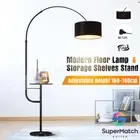 LED Floor Lamp Table Adjustable Reading Light Storage Stand Corner Lamp Black