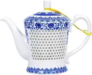 BAWHO Exquisite Traditional Honeycomb Blue and White Porcelain Teapot 650ml Ancient Ceramic Teapot Kung Fu Tea Set Afternoon Tea Time