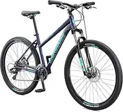 [Mongoose] Switchback Sport Hardtail Mountain Bike for Adult Men Women, Front Suspension, 16-Speed, 27.5-Inch Wheels, Mechanical Disc Brakes, Small Aluminum Frame, Navy