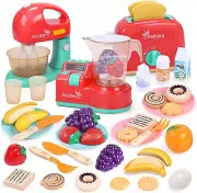 Toy Kitchen Appliances Playset, Kids Kitchen Toy Mixer and Blender with Sound &