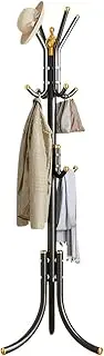 TOMVAES Metal Coat Rack with 12 Hocks,Household Coat Stand, Bedroom Vertical Clothes Rack, Easy Assembly,for Coats Hats Scarves and Handbags for Entryway, Hallway, Bedroom, Office,Black
