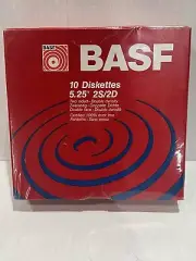 BASF 10 Diskettes 5.25" 2S/HD Two-Sided High Density Floppy Disks #54368 NEW NOS