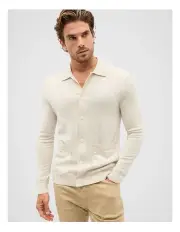 [Seed Heritage] Merino Wool Cardigan in Cool Stone Marle