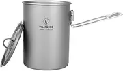 Camping Pot Lightweight 900ml Titanium Pot Water Cup with Lid and Foldable Handle for Outdoor Camping Hiking Picnic Backpacking
