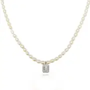 Culturesse Alaire 51cm Austrian Zircon Sterling Silver Freshwater Pearl Necklace