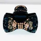 Acrylic Hair Claw Jaw Hairpin use Swarovski Crystal Elegant Nave Blue Brown #4
