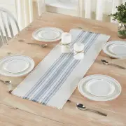 New Primitive Farmhouse BLUE STRIPE GRAIN SACK TABLE RUNNER Topper 36"