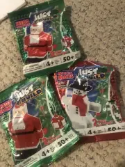 3 Unopened Mega Bloks Just Build Christmas Ornaments 2 1667 Santa + Snowman 2004