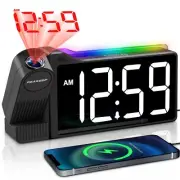 Projection Alarm Clock for Bedroom Ceiling Super Loud for Heavy Sleepers Colo...