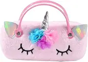 [CALLARON] Handheld Glasses Case for Boys and Girls Portable Eyeglass Case Plush Unicorn Design