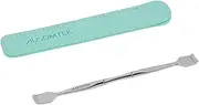 Blackhead Spatula, Pimple Popper Tool, Dermaplaning Tool, Pore Prep Tool, Skin Tag Remover, Also for Acne, Comedone, Whitehead, Cuticle, Stainless Steel Double-Head, Cyan PU Pouch, 1pack