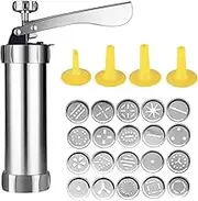 Tignapoo Cookie Press Gun Kit Pastry Press Set with 20 Discs and 4 Icing Tips for DIY Biscuit Maker and Decoration