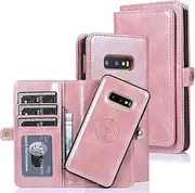 Cavor for Samsung S10e Wallet Case,for Samsung Galaxy S10e Case,2 in 1 Magnetic Detachable Case Leather Flip Cover with Stand Feature & Card Slots & Wristlet Strap (5.8")-Pink