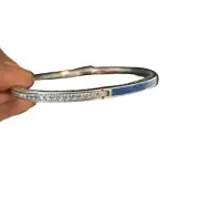 Small Cobalt Blue Hearts of Pandora 925 Silver Hearts Enamel CZ Bangle