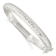 Sterling Silver Rhodium-Plated Polished And D/C 7.00mm Hinged Bangle