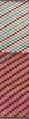 Thick-Plush Modern Hand-knotted Moroccan Berber Checked Oriental Runner Rug 3x13