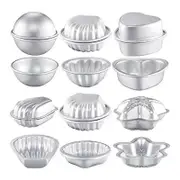 12 Pcs 6 Shapes Bath-Bomb Making for Crafts DIY Bath-Bomb Crafting Press Mould for Handmade Soaps Candle Cake Baking silver
