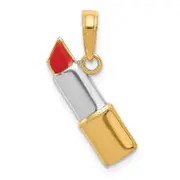 14K Yellow & Rhodium And Enameled Lipstick Charm