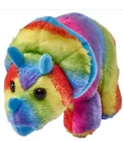 Wild Republic Rainbow Pocketkins Mini Stegosaurus Baby Plush Dinosaur Toy New