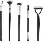 Eyelash Comb and Mascara Fan Brush, 5Pcs Lash Fan Brush Folding Angle Scalloped Lash Brush, Eyebrow Brush, Mascara Brush, Angled Shaped Eyelash Brush, Eyelash Eyebrow Brush for Lashes
