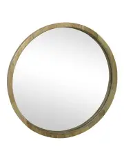 [Willow & Silk] Wood-Framed Scandinavian Nordic Style Round Wall Mirror 60cm in Brown