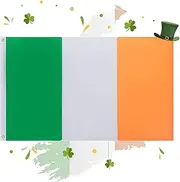 FLAGBURG Ireland Flag 5x8 FT, Large Irish Flag with Print Vivid Color and Fade Proof, Canvas Header and Double Stitched,Outdoors Indoors Light-Weight Polyester Flags with Brass Grommets