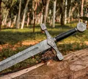 Excalibur Sword/ King Arthur Sword Handmade Damascus Steel Gift Double Edge Him