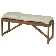 NÄMMARÖ bench with cushion, light brown stained/light grey-beige, 120 cm
