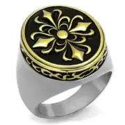 Anillo Plata Oro Para Hombres y Ninos de Acero Inoxidable con Cruz Grande