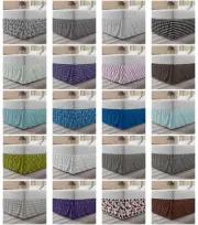 Ambesonne Simple Abstract Bedskirt Elastic Wrap Around Skirt Gathered Design