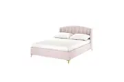 Lyra Velvet Bed Frame with Winged Headboard - Soft Pink - Double