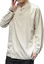 [Aoleaky] Chinese Style Retro Tang Suit Spring Autumn Long Sleeve Shirt Loose Hanfu Zen Clothing Tops Kung Fu Clothes