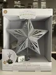 Wondershop Silver Glitter Star Tree Topper Christmas LED Lit Projection Lights
