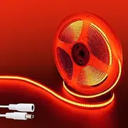 Clearhill 12V COB 320LED Strip Lights,9.84FT/3M(No Power Supply),Red,320LEDs/M,with 5521DC Male and Female Connectors,8mm Width,IP20,for DIY Home Indoor Decoration