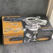 Vintage Calphalon Hard‑Anodized 1.5 Qt Fondue Set w/6 Unique Forks NIB Collector