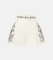 [Zimmermann] Zimmermann Belted floral linen shorts AU 12 white
