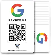 Reusable Review Tap Sticker for Google Reviews - 10-Stickers Pack - QR & Tap NFC Sticker - Review Us on Google Tap Sticker - iPhone & Android - Boost My Reviews Sticker - Set Up at Home | MESSAGENES